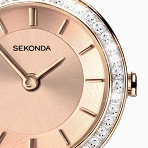 Sekonda Ladies Watch Rose Gold Christmas Gift Set | Two Tone Case & Alloy Bracelet with Rose Dial | 2363G